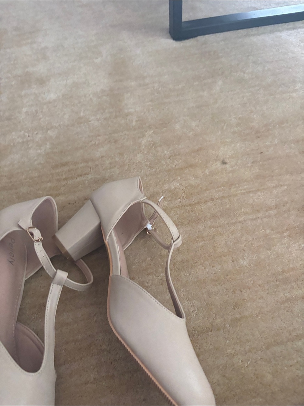 Women's T-Strap Block Heel Pumps in Beige - Picture 2 of 5